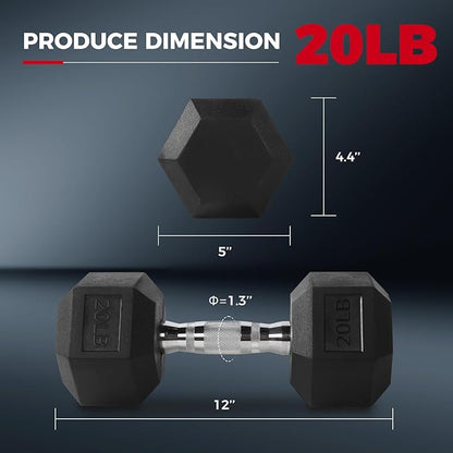 RitFit Rubber Coated Hex Dumbbell Set with Rack, 5-780LB for Home Gym Strength Training, Anti-Slip Knurled Handle, Hexagon Anti-Roll, Heavy-Duty Storage Rack