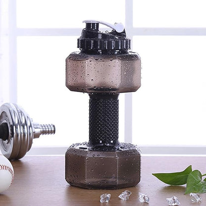 Big Capacity PETG Friendly Cup Dumbbell Shape Drinking Water Bottles Barbell Kettle Body Training Bottle () for Outdoor Camping Travel