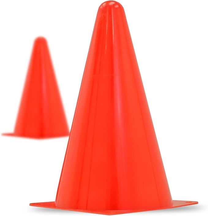 JORESTECH 9" Inch Orange Cones for Sports Agility Traffic Field Road Soccer (Set of 12)