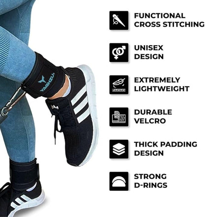 Ankle Straps for Cable Machines Women, Glute Kickback Cable Machine Attachments, Gym Ankle Cuffs, Wrist Cuffs for Workout, Leg Training Accessory, Fitness Gear for Home or Gym