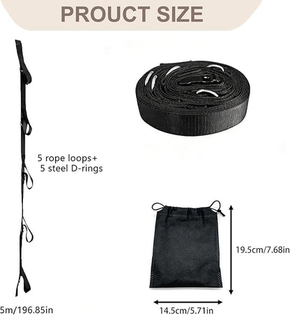Door Anchor Strap for Resistance Bands Multi Points Anchor With 5 Loops Rings 5.1-meter Door Buckle Strap PE bag Portable Door Resistance Bands for Home Gym Workouts