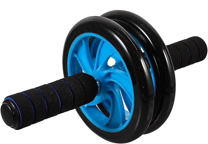 Mikikit Abdominal Exercise Wheel with Two Wheels, Silent Fitness Ab Roller for Core Strength Training, Home Abdomen Trainer for Men and Women, Compact Workout Equipment Random Style