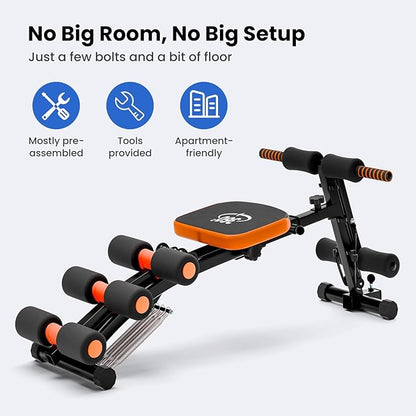 All-in-One Ab Workout Bench, Abdominal Machine, Ab Workout Bench for Home Gym, Multi-Functional Adjustable Abdominal Crunch Machine, Exercise Equipment for Total Body Workout