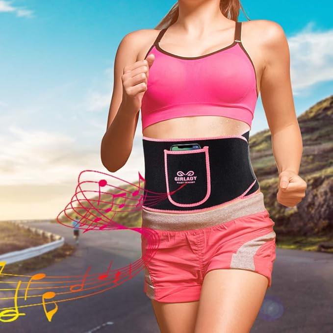 Stomach Sweat Band for Women - Sweat Waist Trimmer Belt Workout Waist Trainer Neoprene ab Wrap with Pocket