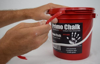 Primo Chalk Resealable Bucket: Loose Chalk for Weightlifting, Rock Climbing, & Gymnastics, Made in The USA, Chalk Ball Refill for Superior Grip