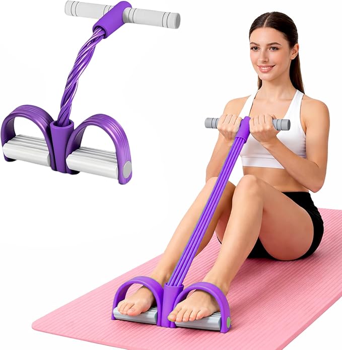 8-Tube Pedal Resistance Band with Handles, Multifunction Foot Pedal Tension Rope Fitness Equipment, Natural Rubber Exercise Puller for Abs, Arms, Waist & Leg Training