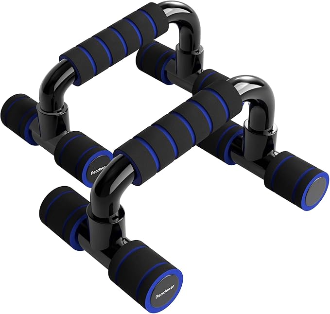 READAEER Push Up Bars Gym Exercise Equipment Fitness 1 Pair Pushup Handles with Cushioned Foam Grip and Non-Slip Sturdy Structure Push Up Bars for Men & Women