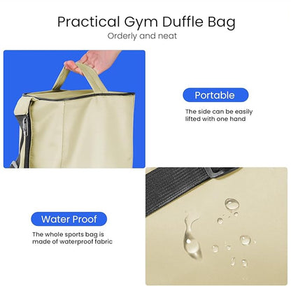 C&F BOGMOST Small Gym Bag for Women & Men,Small Lightweight Duffel Bag Carry On Bags Mini Duffel Travel Bag Waterproof Sports Bags for Workout/Sport/Travel, Beige