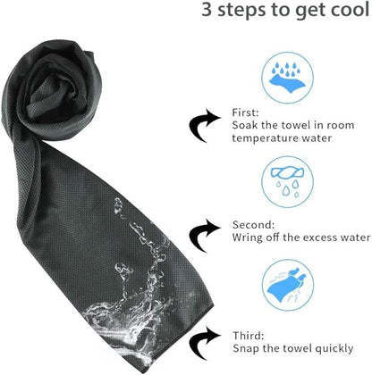 Sports Towel for Instant Cooling Relief Microfiber Towels for Golf Workout Swimming Gym Yoga Travel Camping Fitness 40"x12" Sweat Towel (Black 2 Pack)