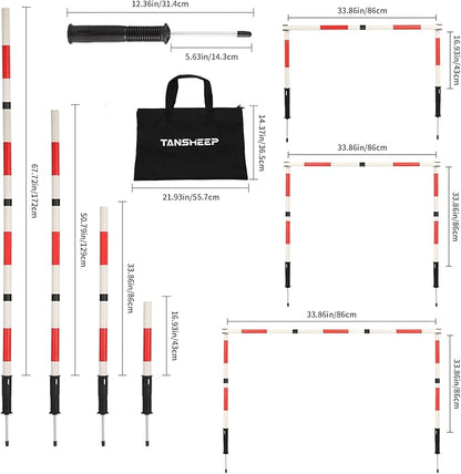 Soccer Agility Training Poles Equipment with Bag, 6 Agility Poles, 3 Horizontal Sticks,1 Agility Ladder with Bag, 10 Soccer Cones, Multifunctional Speed Training Equipment for Youth Adults