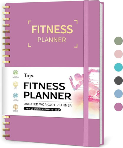 Fitness Workout Journal for Women & Men, A5(5.5" x 8.2") Workout Log Book Planner for Tracking, Progress, and Achieving Your Wellness Goals-Purple