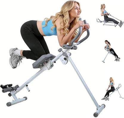 Amacthysh Ab Machine for Home Gym,5-in-1 Foldable Rowing Machine with Resistance Bands,Roman Chair & Leg Press,Adjustable Handrails,Full Body Workout Equipment with 7 Length Levels,Max 264 Lbs,Gray