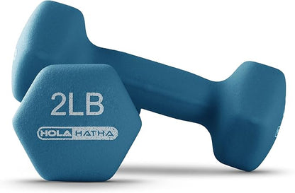 HolaHatha 2, 3, 5, 8, and 10 Pound Neoprene Dumbbell Free Hand Weight Set with Rack, Ideal for Home Exercises to Gain Tone and Definition, Pastel