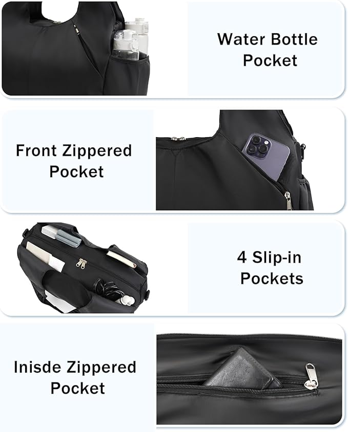 Gym Bag for Women with Shoe Compartment Yoga Mat Bag with Wet Pocket and Water Bottle Holder Weekender Bag with Strap