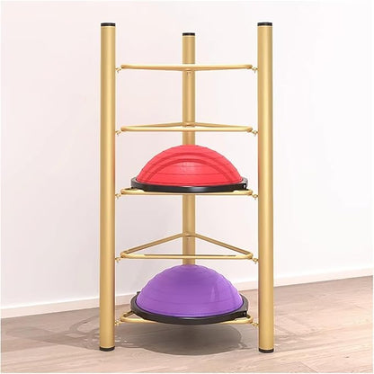 Commercial Gym Exercise Ball Holder Half Ball Balance Trainer Holder Freestanding Exercise Half Ball Stand Rack, Gym/Yoga Studio Stability Balls Organizer, Workout Equipment Shelf (Gold-6 tier)