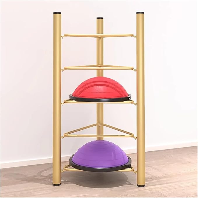 Commercial Gym Exercise Ball Holder Half Ball Balance Trainer Holder Freestanding Exercise Half Ball Stand Rack, Gym/Yoga Studio 5/6 Layer Stability Balls Organizer, Wor,Gold-5 Tier