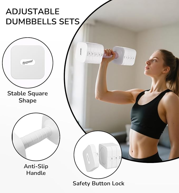 16LBS/20LBS Dumbbells Sets Adjustable Dumbbell Set Hand Weights for Women Men Free Weights Dumbbells Set Exercise Fitness dumbbell sets of 2 for Home Gym Workout Strength Training Equipments