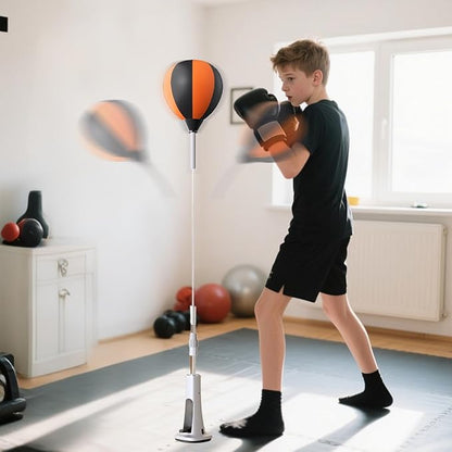 Punching Bag with Stand, Boxing Speed Trainer, Height Adjustable Stable Reaction Exerciser with Spring Base for Martial Arts Fitness Workouts Stress
