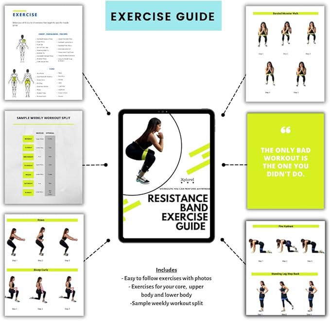 Resistance Bands w/Carrying Bag, Workout Book & Fitness Planner for Working Out-Heavy Duty Strength Training Bands Set w/ 5 Resistance Levels-Stretch Bands for Physical Therapy
