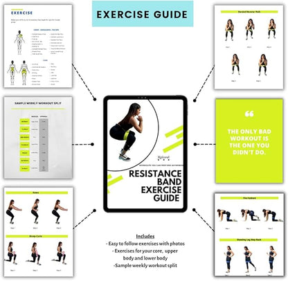 Resistance Bands w/Carrying Bag, Workout Book & Fitness Planner for Working Out-Heavy Duty Strength Training Bands Set w/ 5 Resistance Levels-Stretch Bands for Physical Therapy