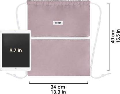 WANDF Drawstring Backpack String Bag Sackpack Cinch Water Resistant Nylon for Sport Yoga Gym Shopping (Pink)