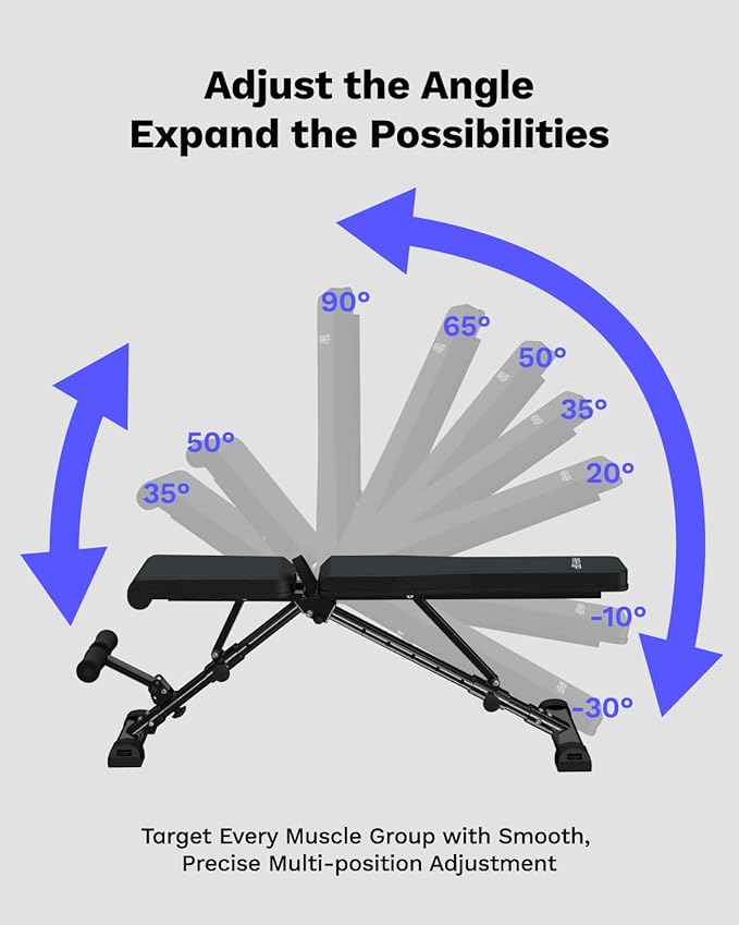 AIRHOP Upgraded Adjustable Weight Bench, Bench Press Full Body Workout, Quick Fold Space Saving, Workout Bench for Home Gym Strength Training