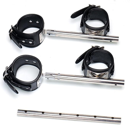 Heavy Duty Stainless Steel Expandable Spreader Bar with 4pcs PU Black--Pink Skull Pattern Detachable Adjustable Straps,Workout Bar for Home Indoor Gym Training Kit