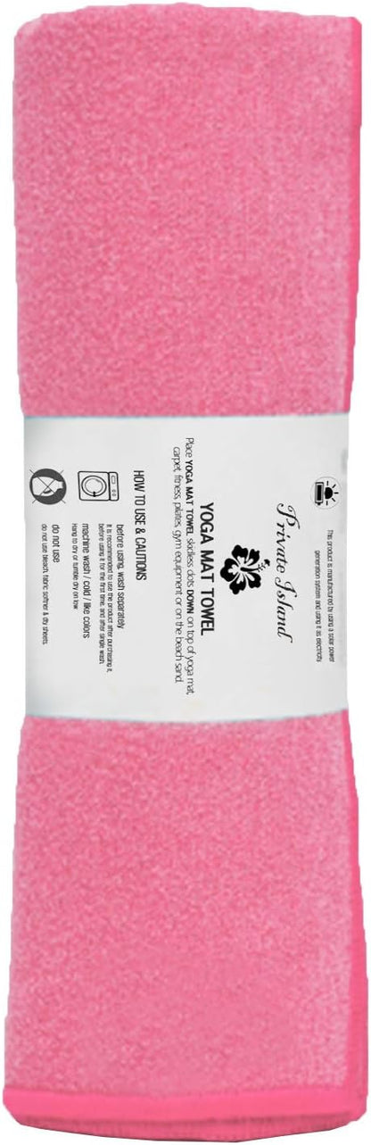 Private Island Hot Yoga Beach Mat Towel Non Slip Recycling Microfiber Quick Dry Compact Sand Water Sports Gym Picnic Blanket Outdoor Camping 24”x68” (Pink, Large)