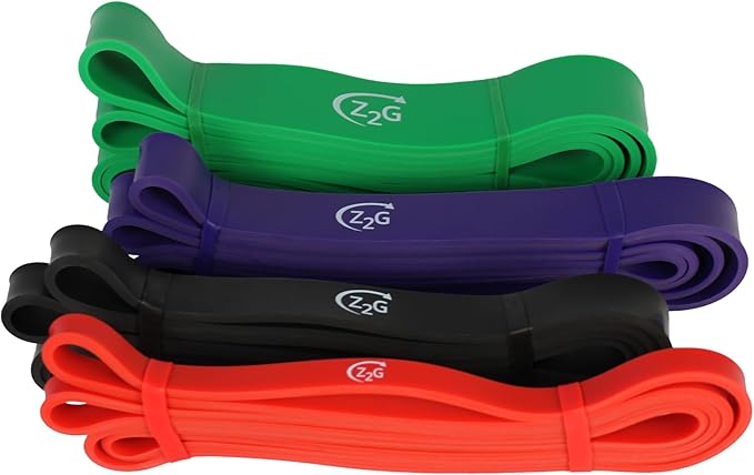 Z2G Exercise Power Band Set – 4 Heavy-Duty Resistance Bands (Light to X-Heavy) with Travel Bag – Strength & Mobility Training for Women, Men & Youth