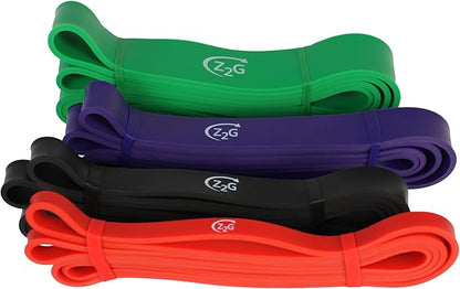 Z2G Exercise Power Band Set – 4 Heavy-Duty Resistance Bands (Light to X-Heavy) with Travel Bag – Strength & Mobility Training for Women, Men & Youth
