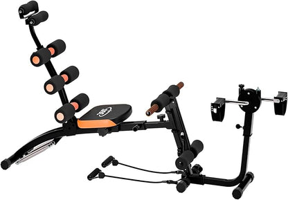 Ab Workout Bench, Adjustable Ab Crunch Machine for Home Gym - Multi-Functional Foldable Sit Up Bench with Preacher Curl Pad & Resistance Bands, Heavy-Duty Exercise Equipment for Arm/Back