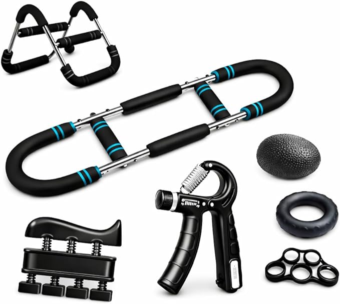 6-in-1 Upper Body Workout Equipment Set – Twister Arm Trainer, Grip Strengthener, Forearm Trainer, Chest Expander, Hand Gripper & Finger Strengthener for Home Strength Training forearm strengthener
