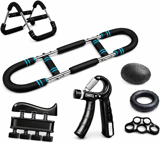 6-in-1 Upper Body Workout Equipment Set – Twister Arm Trainer, Grip Strengthener, Forearm Trainer, Chest Expander, Hand Gripper & Finger Strengthener for Home Strength Training forearm strengthener
