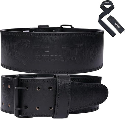 Beast Power Gear Weight Lifting Belts - Free Strap 4” Wide 10mm Thick for Weightlifting Bodybuilding Powerlifting Belt Superior Back Support Gym Belts for Men Women