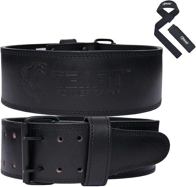 Beast Power Gear Weight Lifting Belts - Free Strap 4” Wide 10mm Thick for Weightlifting Bodybuilding Powerlifting Belt Superior Back Support Gym Belts for Men Women