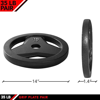 JFIT Olympic 2 Inch Grip Plates and Bumper Plates for Barbell - Single Weights or Sets of 2 (Muliple Weights)