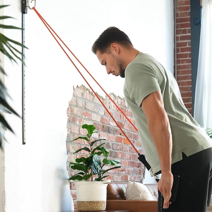 Kinetic Bands Space Saver Gym Resistance Bands Exercise Equipment for at Home Fitness Workout | Resistance Band Wall Anchor with 2 Rails, 2 Rail Cars