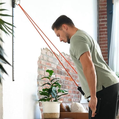 Kinetic Bands Space Saver Gym Resistance Bands Exercise Equipment for at Home Fitness Workout | Resistance Band Wall Anchor with 2 Rails, 2 Rail Cars