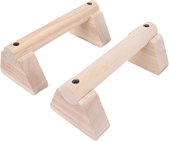 Focket 2 Pcs Wood Push Up Bars, Wooden Parallettes Bars with Non Slip Pads, Pushup Handles Calisthenics Equipment for Handstand Training, Home Fitness Equipment for Men Women