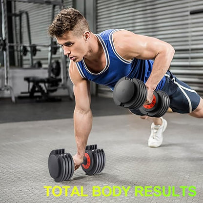 25/55lb Pair Adjustable Dumbbell Set, Adjustable Dumbbells Set of 2, 5 in 1/10 in 1 Free Weights Dumbbells Set with Anti-Slip Texture Handle, Weight Set For Home Gym Suit both Men and Women