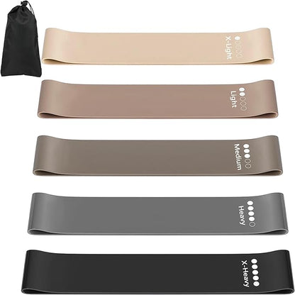 Resistance Bands for Working Out, Latex Exercise Bands Set of 5, Elastic Bands for Exercise with Workout Guide and Carry Bag, Fitness Bands for Strength Training, Yoga, Pilates, Home Workout