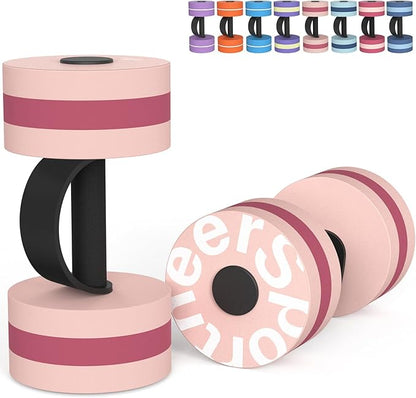 Sportneer Water Weights Aquatic Exercise Dumbbells Water Dumbbell Aerobics Workouts Set of 2 EVA Foam Pool Weights Dumbbells Set Aqua Fitness Barbells Equipment for Water Aerobics Weight Loss