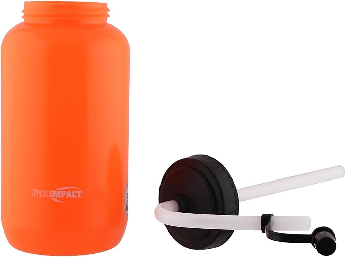 Pro Impact Squeezable Water Bottle Bendable Long Straw - LDPE BPA Free Plastic - Hydration for Baseball Hockey Gym MMA Yoga Boxing Cycling Softball Football Lacrosse (35.5 Oz.)