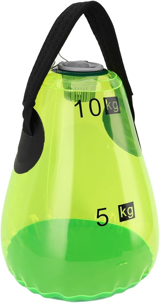 Water Filled Kettlebell Inflatable Portable Soft Handle 10kg Capacity Water Weight Bag for Home Gym Travel Workout Green PVC Material