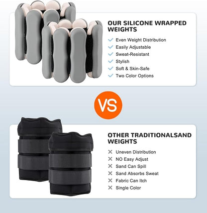 Wrist Ankle Weights for Women Men, Leg Arm Wrist Weights Bangles 1lb*2 2lb*2 Wearable Weights Pilates Weighted Bracelet for Strength Training Walking Swimming Yoga Physical Therapy