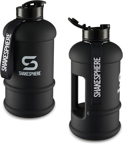 SHAKESPHERE Sports Water Bottle – 2.2L Wide Mouth Water Jug, Leakproof BPA-Free Gym Bottle for Men & Women, Great for Daily Hydration, Training, Travel, Outdoor Activities & Sports – Matte Black