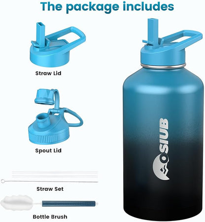Insulated Water Bottle 40 oz, Triple Wall Vacuum Stainless Steel(Cold for 48 Hrs),Leak Proof & BPA-Free,Simple Modern Water Bottle with Drink-Through Lid & Flip Straw for Sports & Travel, Indigo-Black