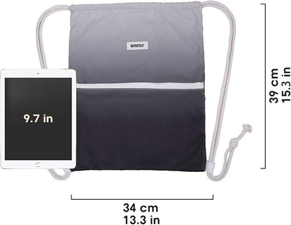 WANDF Drawstring Backpack String Bag Sackpack Cinch Water Resistant Nylon for Gym Shopping Sport Yoga (Grey)