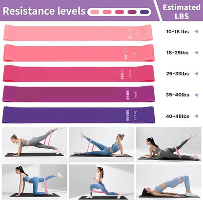 Pilates Kit for Home Workouts for Women-12-Piece Equipment Set with Ring,Yoga Ball,5 Resistance Bands,Figure-8 Band,Arm Stretcher,Grippy Socks,Storage Bag for Toning,Strength & Flexibility
