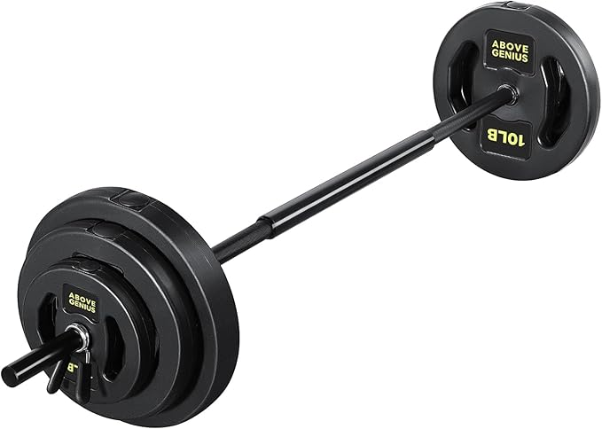 Barbell Weight Set, 45 LB Adjustable Free Weights Bar Set for Home Gym Strength Training, Full Body Workout, Muscle Building, Home Fitness Weight Lifting Equipment